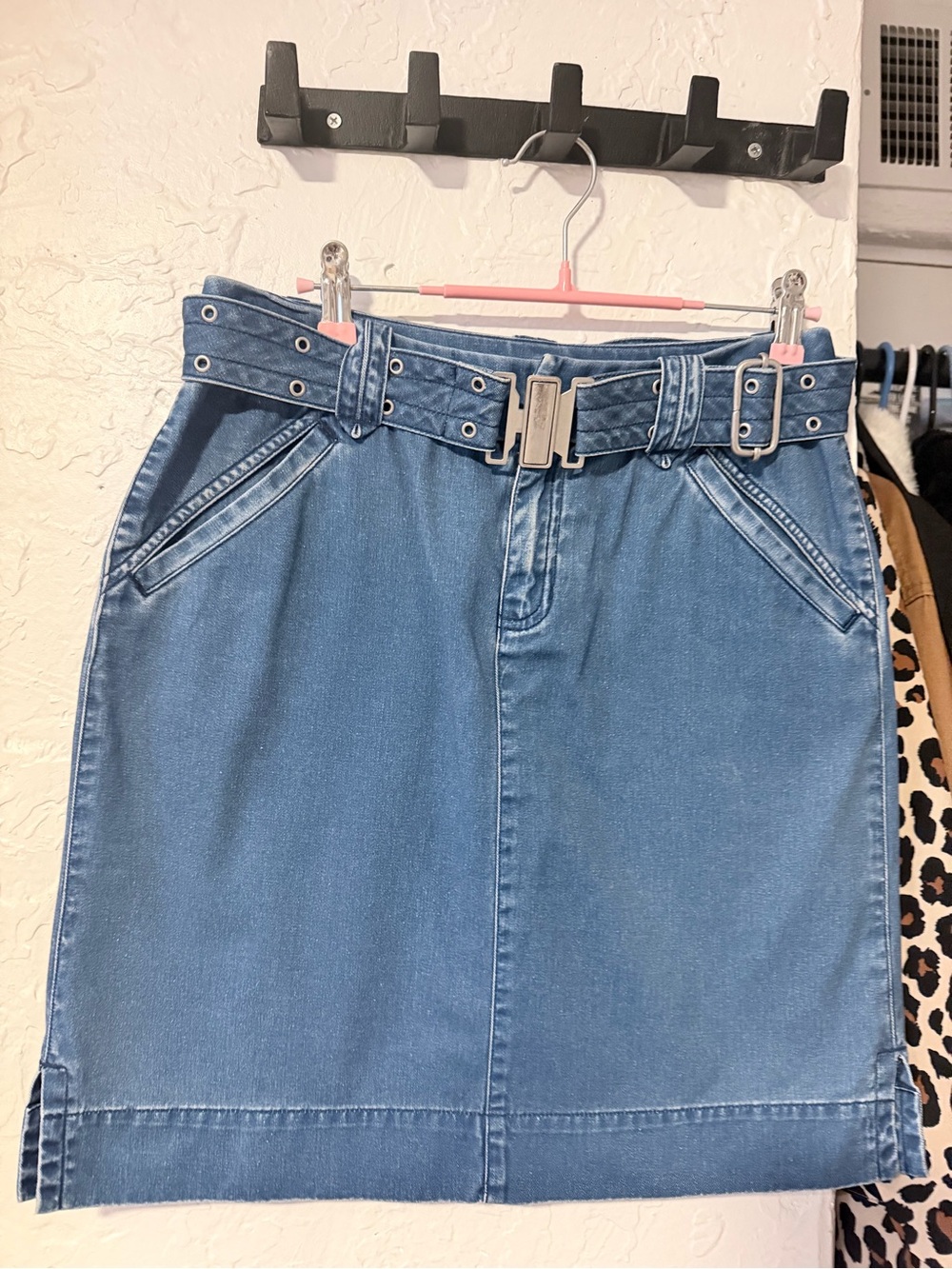 Liz Claiborne Blue Denim Mini Skirt with Belt